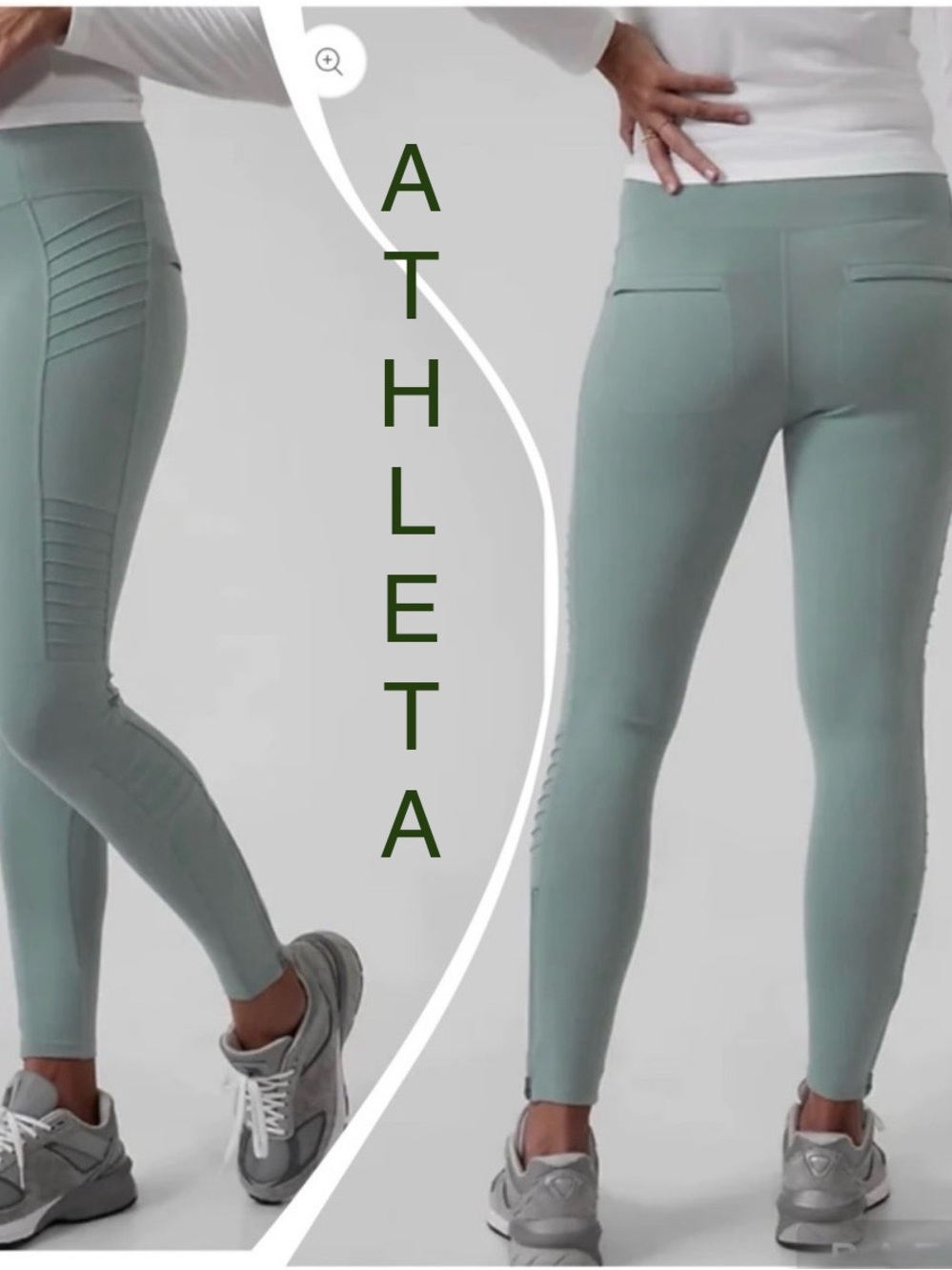 Athleta | Light Sage Moto-Detail Leggings - Size Large